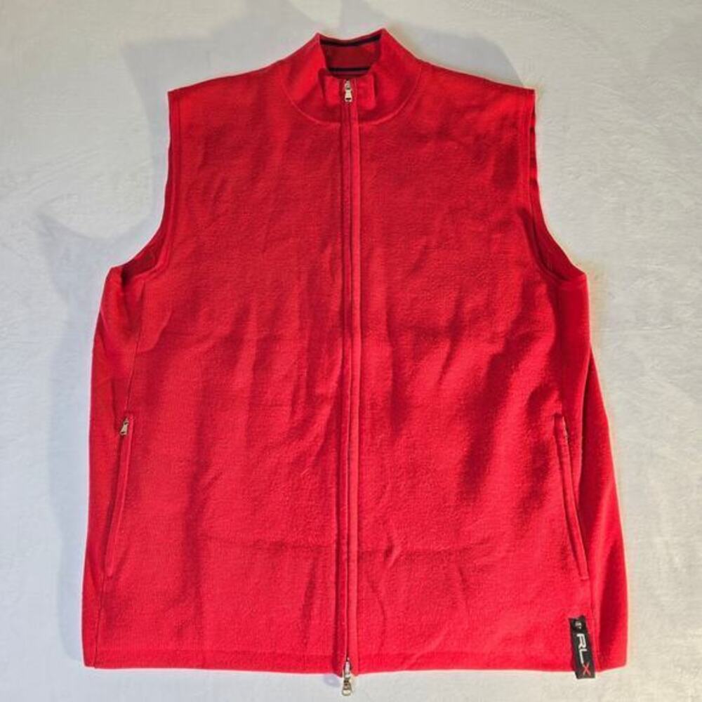 RLX Ralph Lauren 100% Merino Wool Full Zip Vest Red Mens XL
